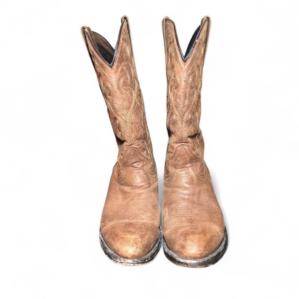 J.B. Dillon Men’s JBR 3205D Brown leather western cowboy boots Sz M9.5D/W11 - Picture 7 of 7